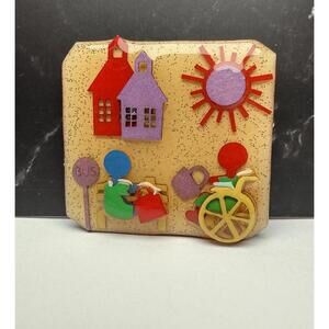 Girl In Wheelchair Bus Stop Signed Little People Pins By Lucinda Brooch Pin